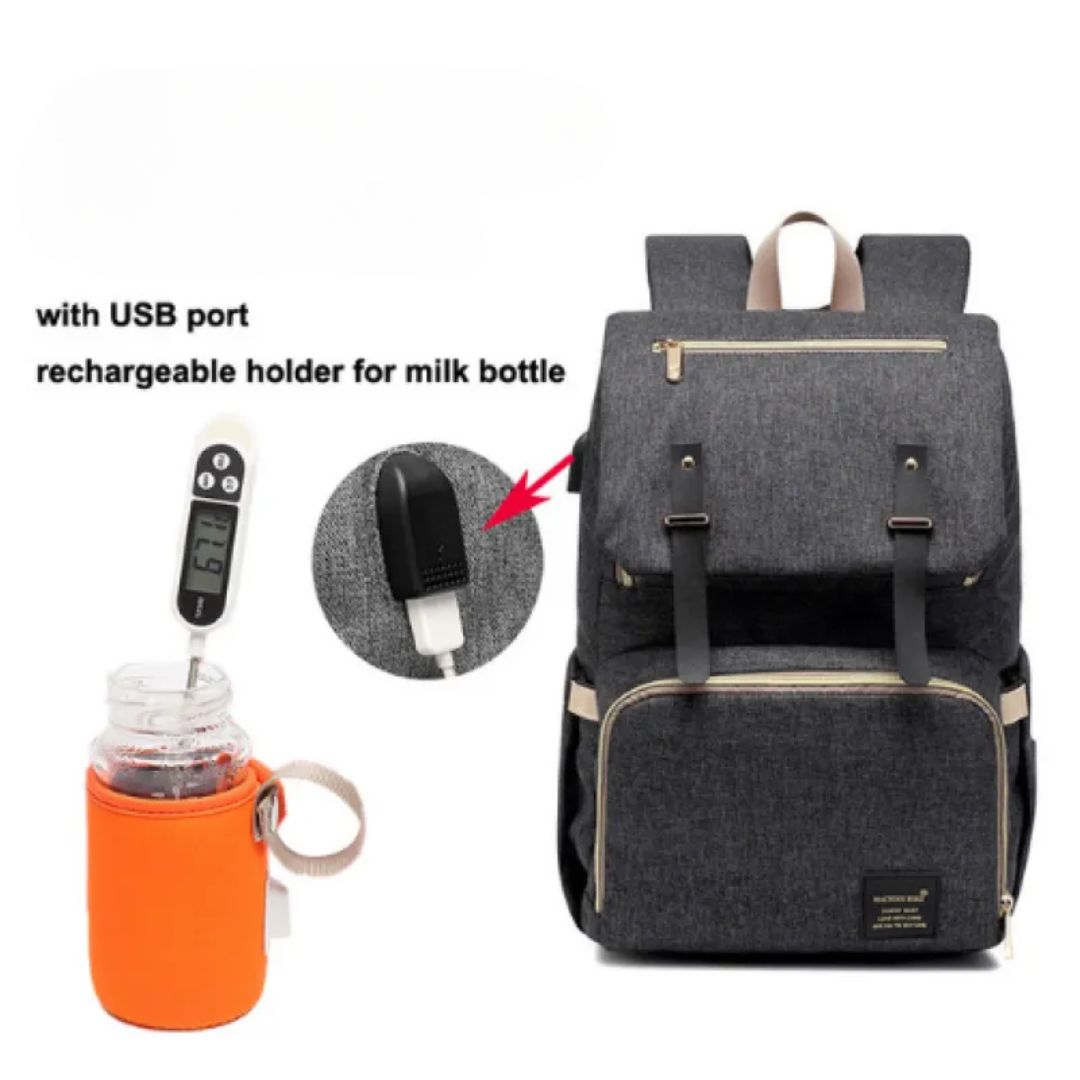 Baby Diaper Backpack with USB – Backpack for Bottle Warmer and Charging Function