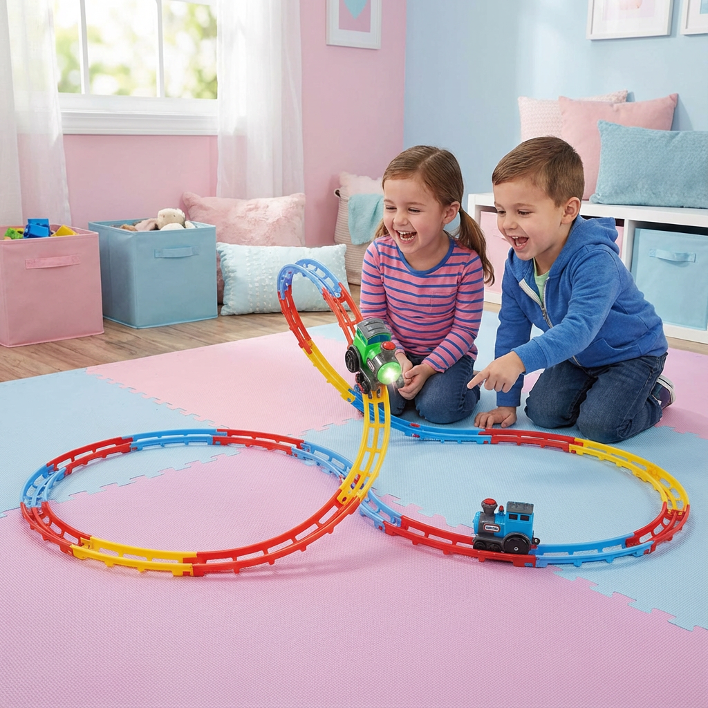 Toy roller coaster with train