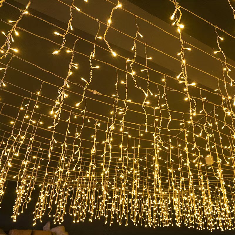 Frostlichter 50m LED Icicle Fairy Lights | IP44 Weatherproof | 36V Low Voltage | Over 500 LEDs | Beautiful Waterfall Effect | Warm White