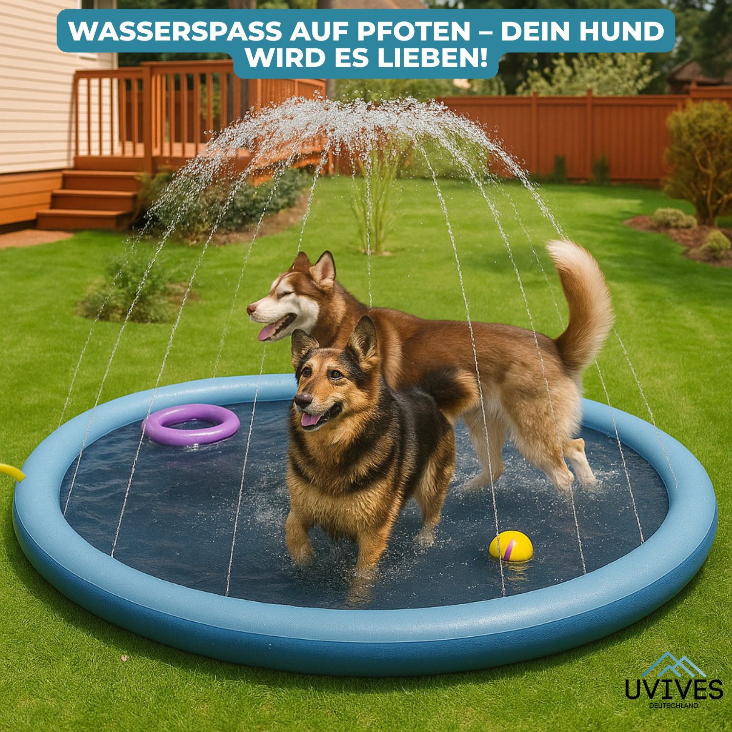 Spritziger Wasserspaß – Spielmatte für Hunde und Kinder