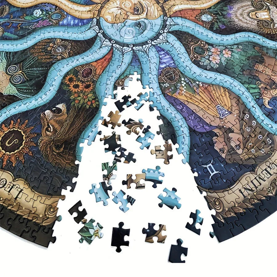 Astrologie-Puzzle mit 1000 Teilen in runder Form