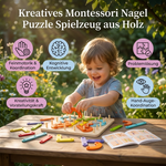 Wooden puzzle toy with Montessori design for creative nail games