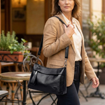 Comfortable faux leather shoulder bag – 3 compartments