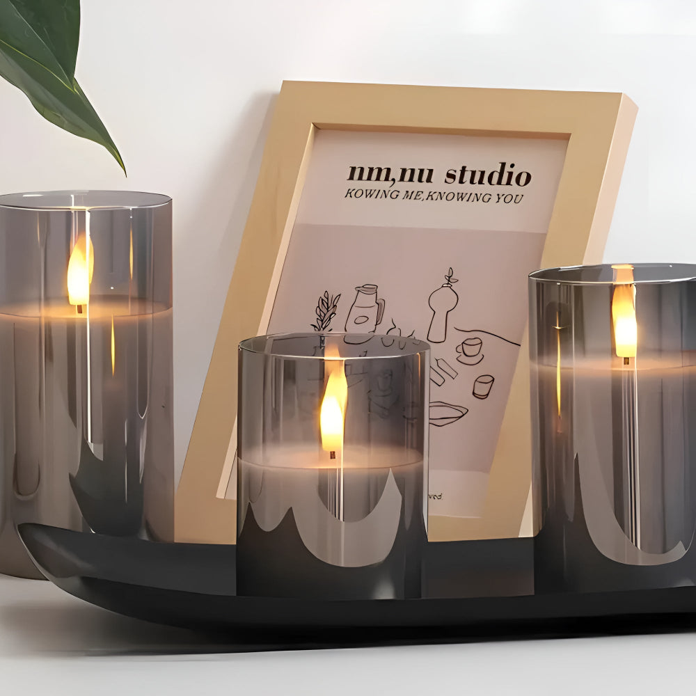 3D Flickering LED Candles in a Set