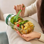 Practical Glass Salad Bowl with Lid – Fresh Ingredients, No Soggy Salads