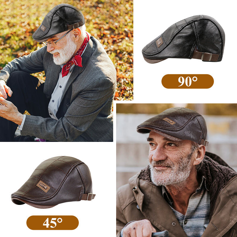 Luxuriöse Plüschmütze aus Leder | Stilvolle Wärme für den Winter