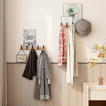 Wall Coat Rack with Flexible Hooks – Stylish Black in Wood & Aluminum – 40x7x7 cm for Hallway & Bedroom