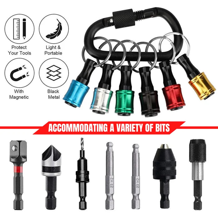 Practical carabiner for 1/4" hex screwdriver bits