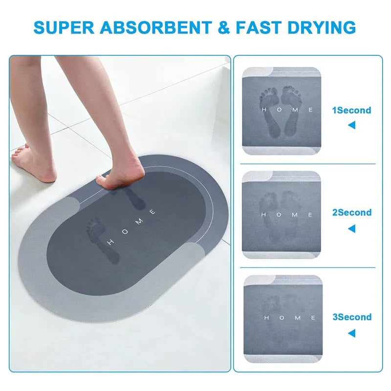 Non-slip oval bath mat with high absorbency