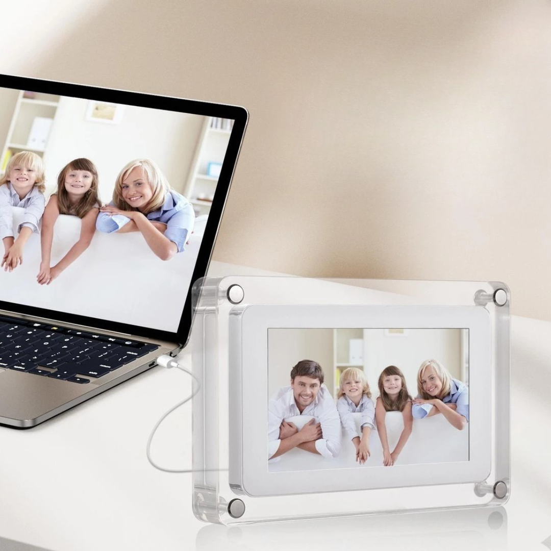 HD Digitaler Bilderrahmen mit Wiederaufladbarem Akku und Auto-Drehfunktion – Perfekt für Fotos und Videos