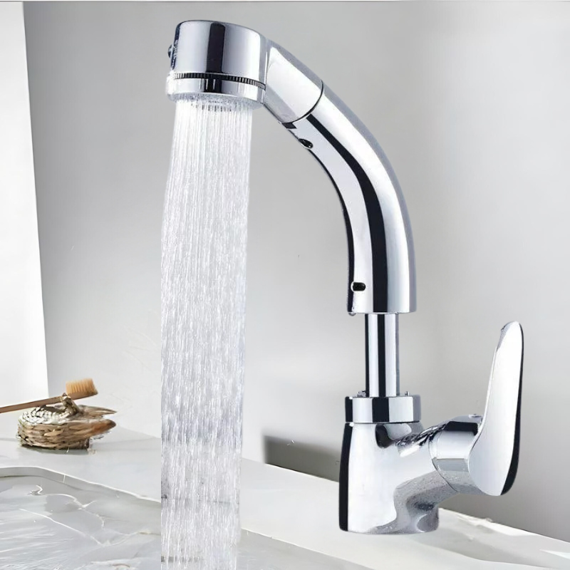 Eleganter Wasserhahn mit flexiblem Auslauf für Ihr Bad