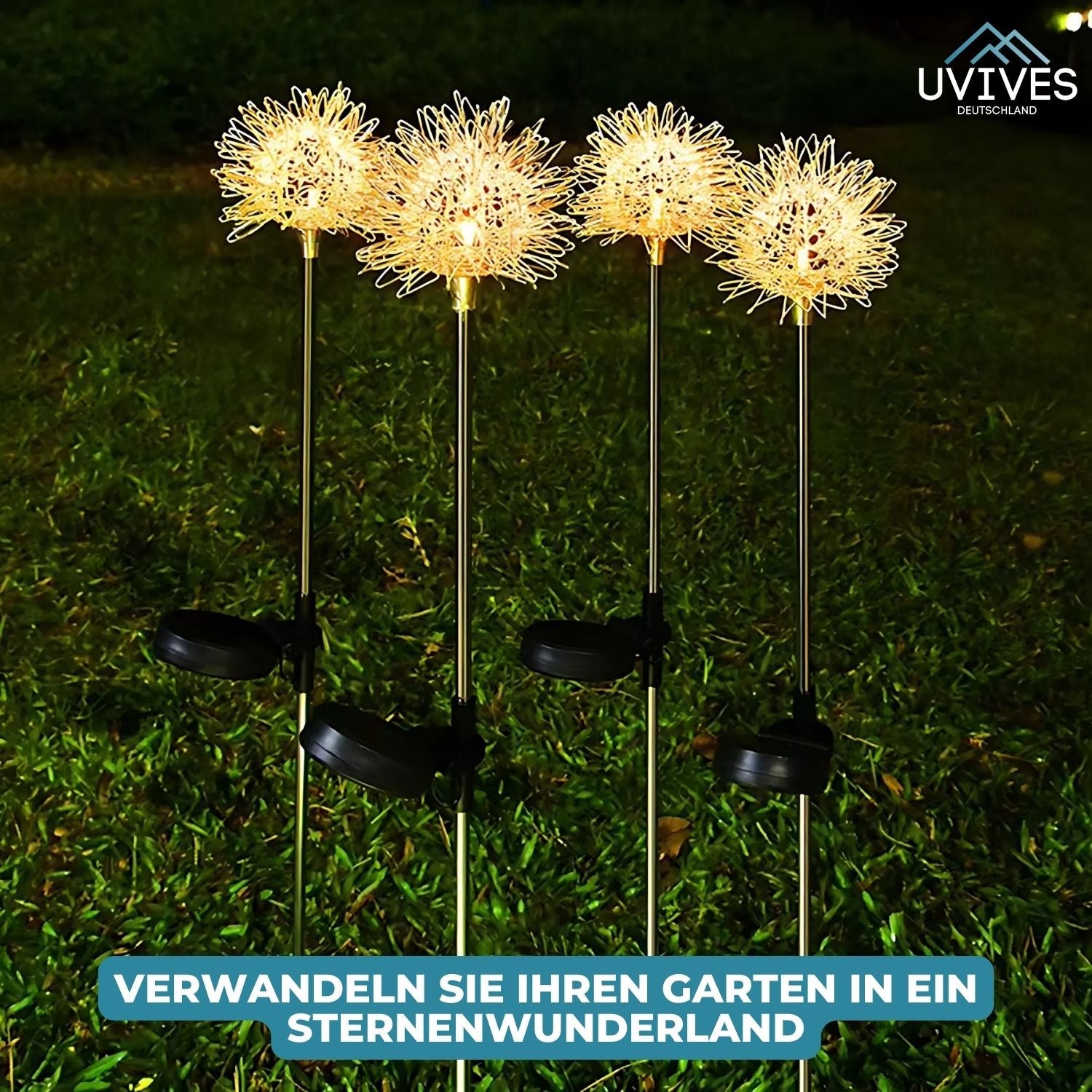Sonnenblüten - Wetterfeste Solar-Gartenlampe im floralen Stil