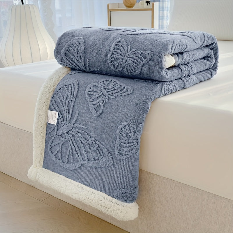 Wohlfühl-Decke aus Fleece mit feinem Schmetterlingsmotiv – Weich, Warm & in Verschiedenen Größen und Farben Erhältlich