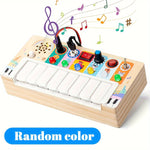Wooden musical early learning toy with keys and lights