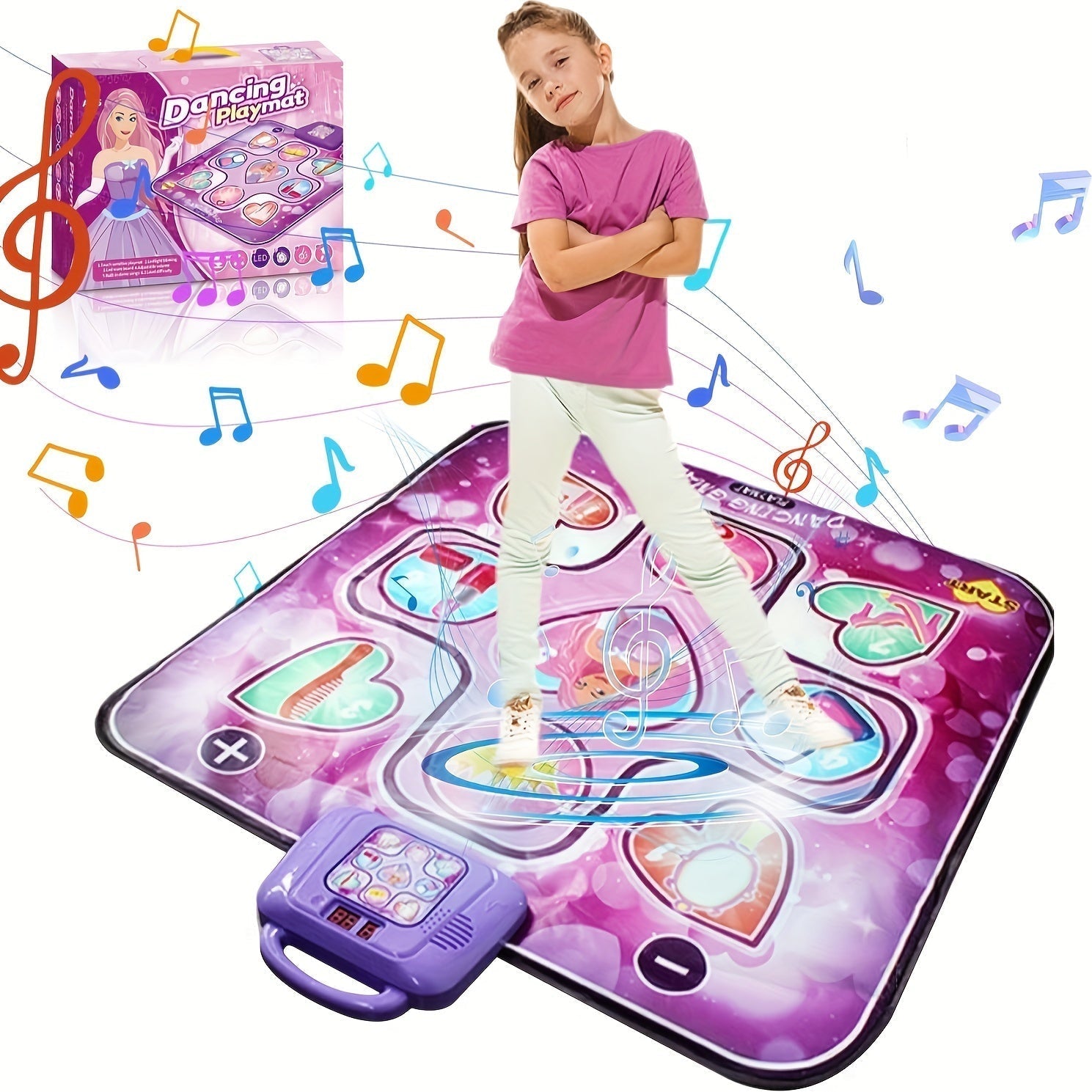 Pink Dance Mat for Kids with Point System and Rhythmic Game – No TV