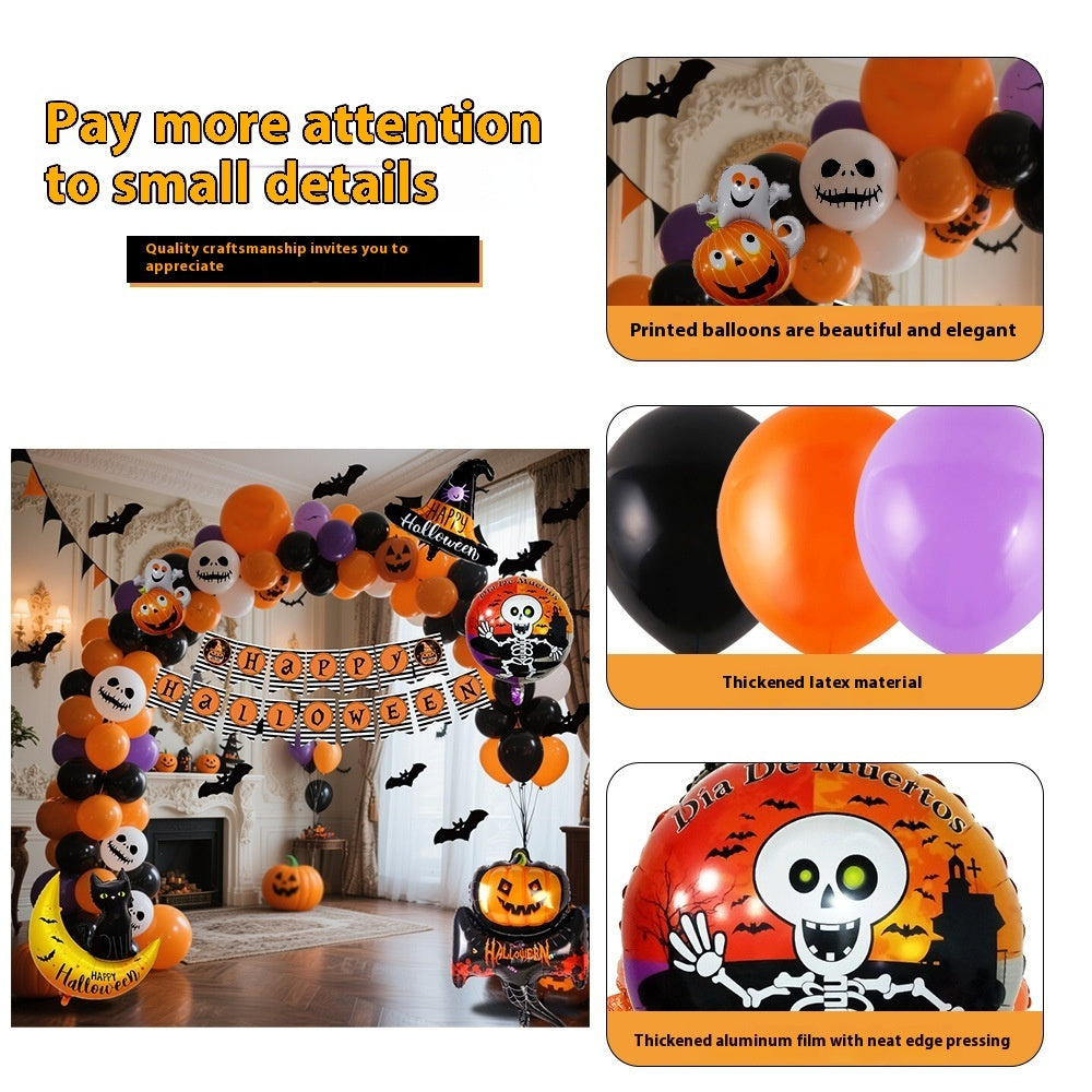 Spooky Balloon Decoration for Halloween – Black, Orange, and Purple