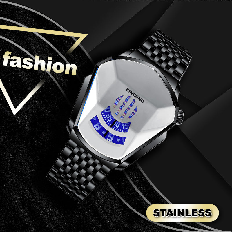 Elegant Men's Quartz Wristwatch with Diamond Surface