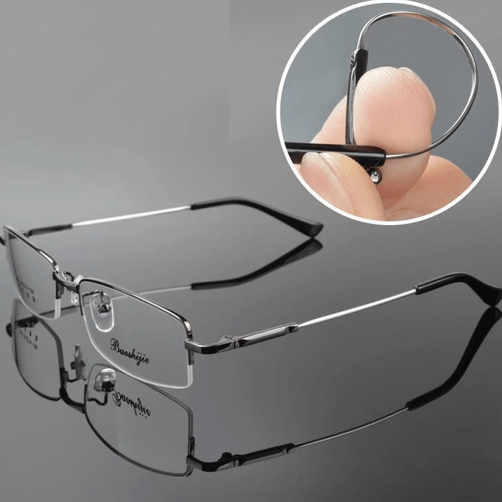 Lightweight titanium reading glasses with progressive lenses