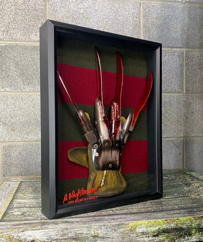 Horrifying Freddy Krueger Glove and Jumper in a Shadow Box