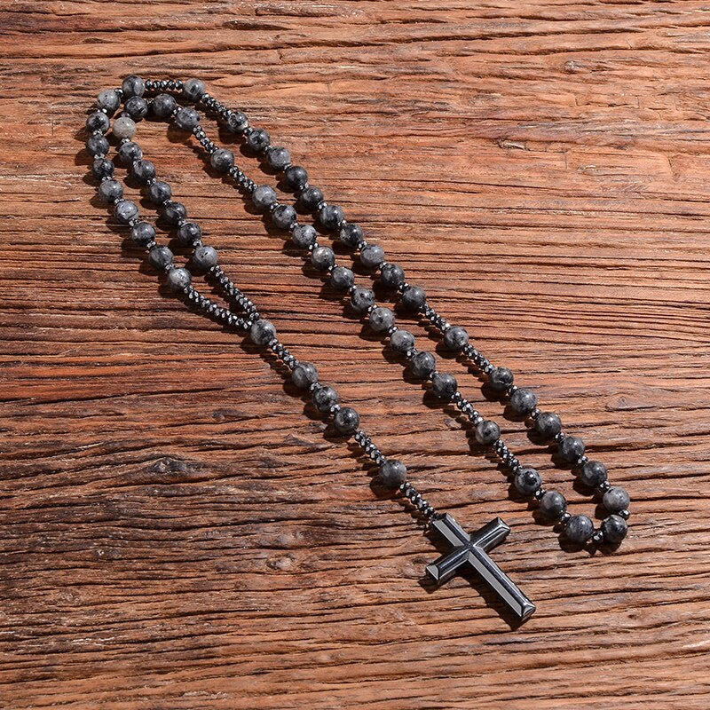 Spiritual Pendant with Tiger's Eye and Lapis Lazuli – Rosary for Men