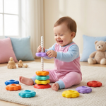Colorful Spinning Toy with Rainbow Color Tower