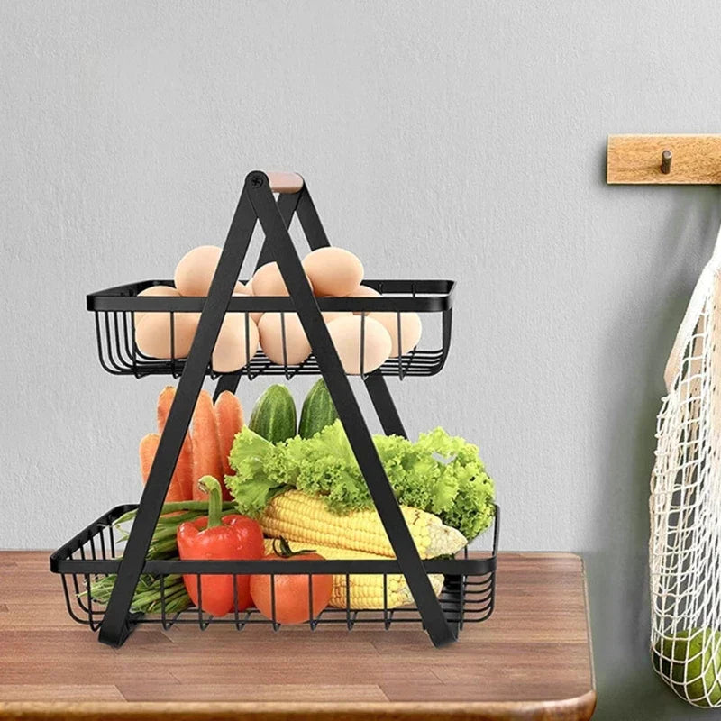 Two-Tier Metal Fruit Basket