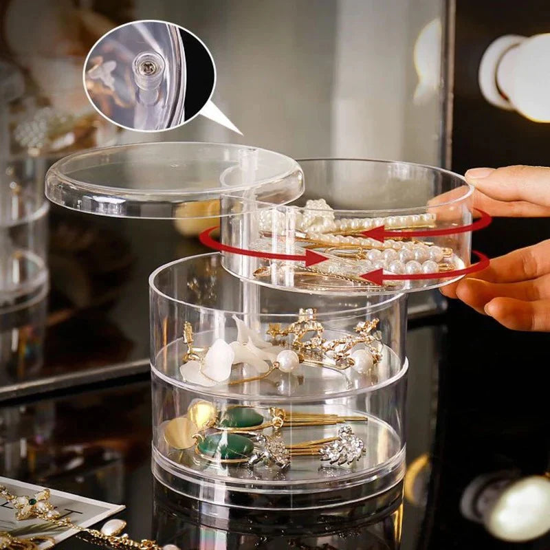 Elegant Rotatable Jewelry Storage with 4 Compartments