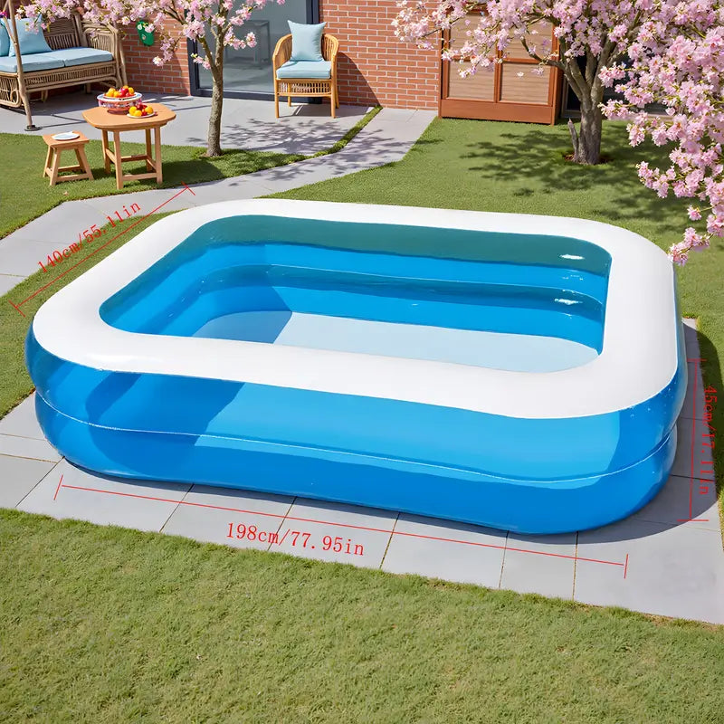Spacious Inflatable Family Pool for 4 People - Durable PVC Material