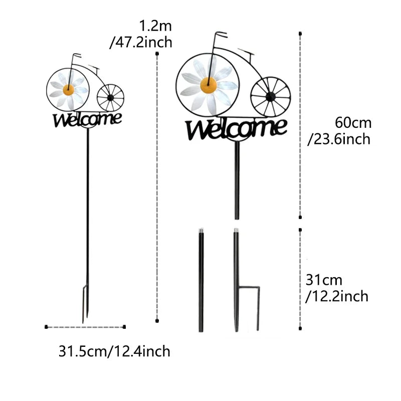Stainless Steel Garden Wind Spinner with Flower Motif | Weatherproof | Garden and Lawn Decoration