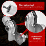 Metal cutting attachment for drills with protective cover and cutting disc