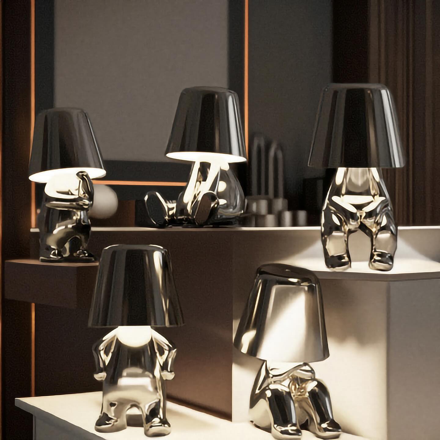 Kreative Tischlampe – Drahtloses Skulpturlicht mit Dimmer