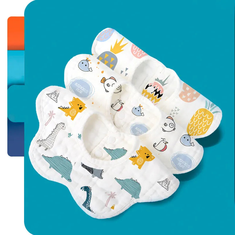 Muslin Baby Bibs - Gentle Burp Cloths with Cute Designs