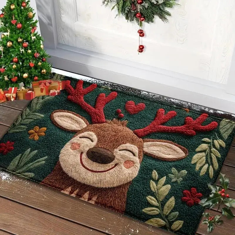 Festliche Fußmatte für Weihnachten | Lebkuchen & Santa Design | Rutschfest & Waschbar