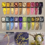 Mother-of-pearl paint set with 10 colours and mixing palette
