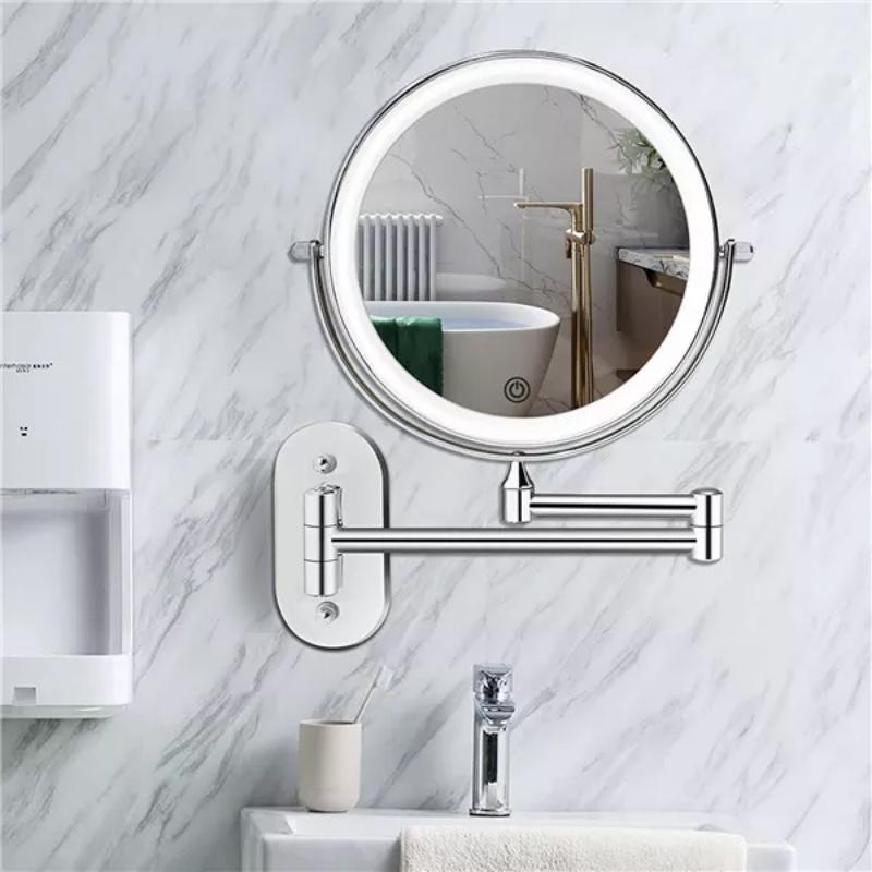 Elegant Wall-Mounted Mirror with 10x Magnification and USB Charging Function