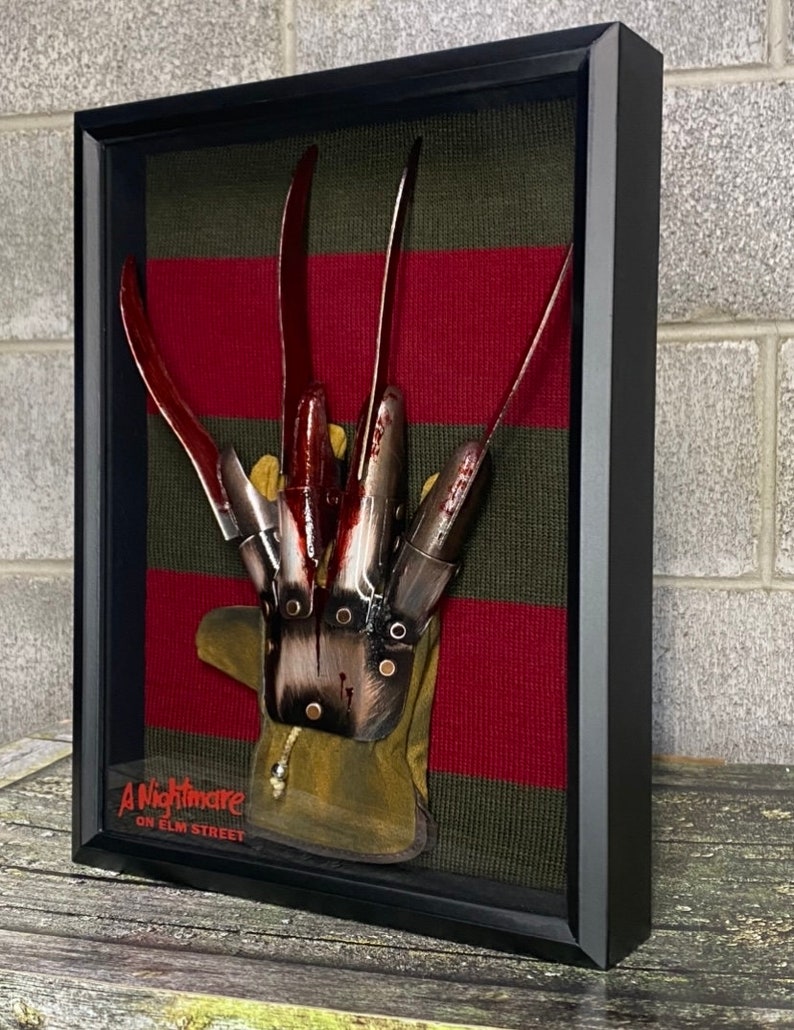 Horrifying Freddy Krueger Glove and Jumper in a Shadow Box