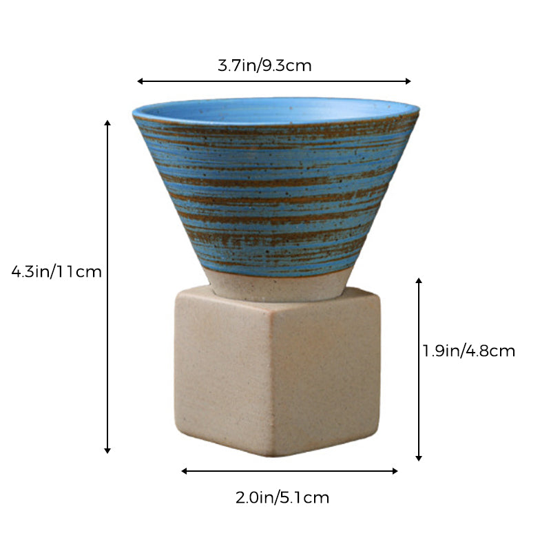 Large Ceramic Coffee Cup with Tapered Seam Base - Mug and Coaster Set