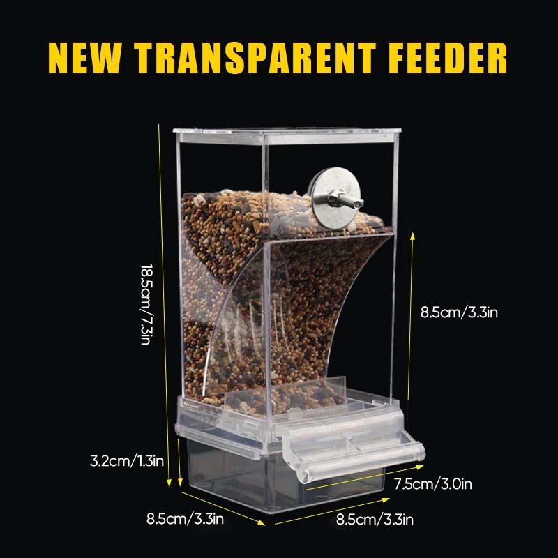 Automatic overflow protection for transparent bird feeders