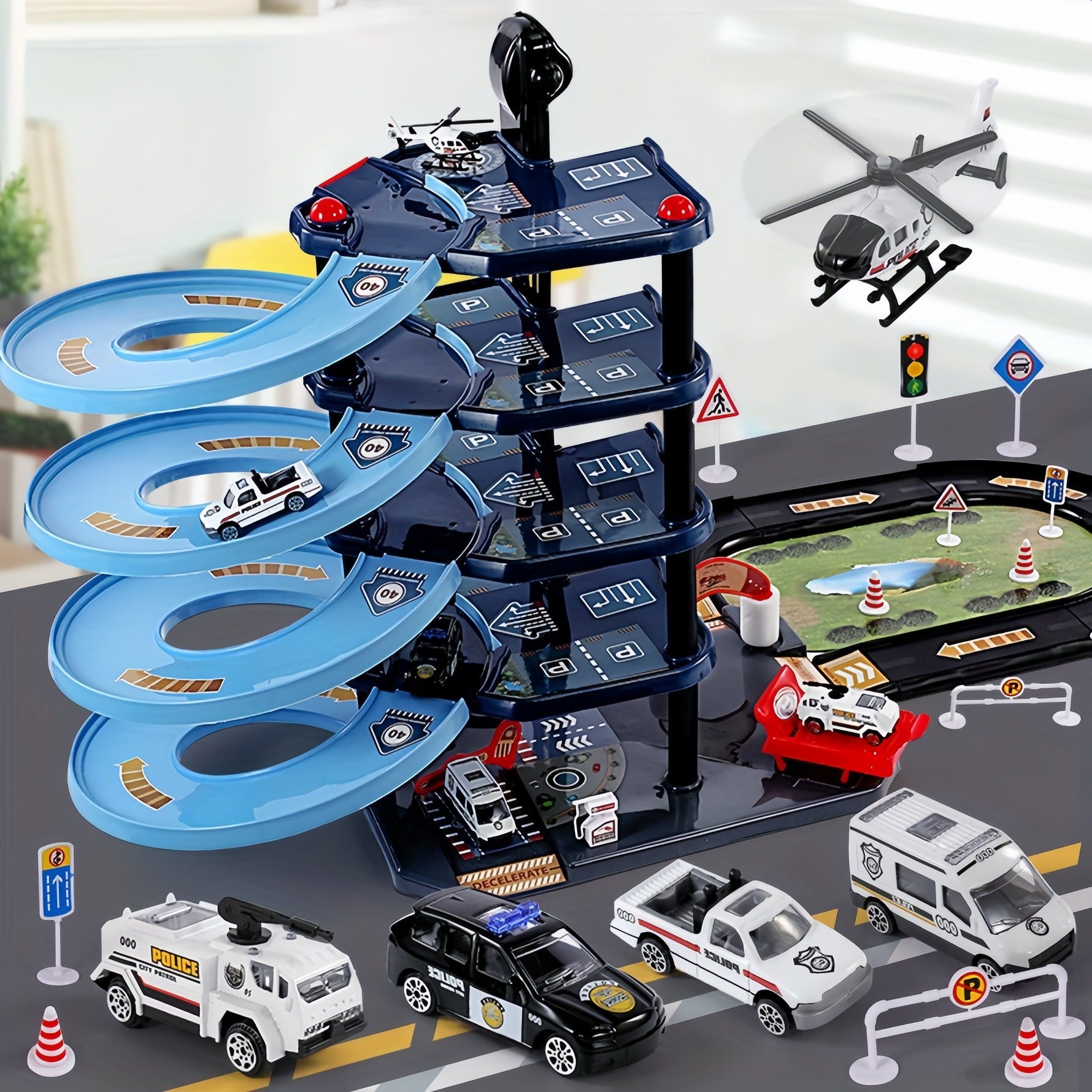 Abenteuerliche Feuerwehr-Garage mit Zubehör für kreative Kinder