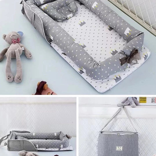 Foldable Baby Bed with Pillow – Portable Design for Travel
