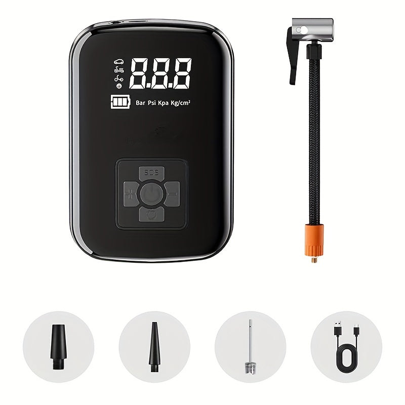 Komfortabler Mini-Kompressor mit LED-Beleuchtung und Digitalanzeige