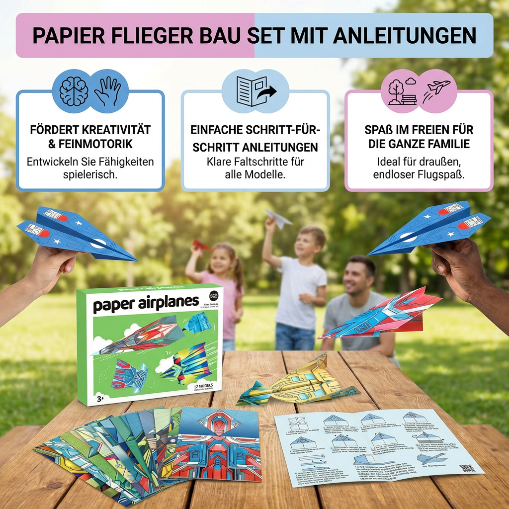 Paper airplane kit including instructions