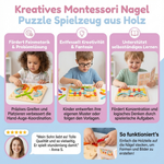 Wooden puzzle toy with Montessori design for creative nail games
