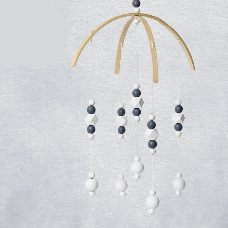 Beechwood baby mobile with stylish wooden beads
