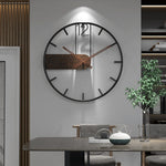Elegant Wall Clock made of Steel and Walnut – Silent Design for Home and Office