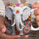 3D Elefanten Blumen Tasse