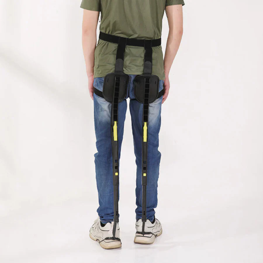 Portable folding chair with portable exoskeleton for sports activities