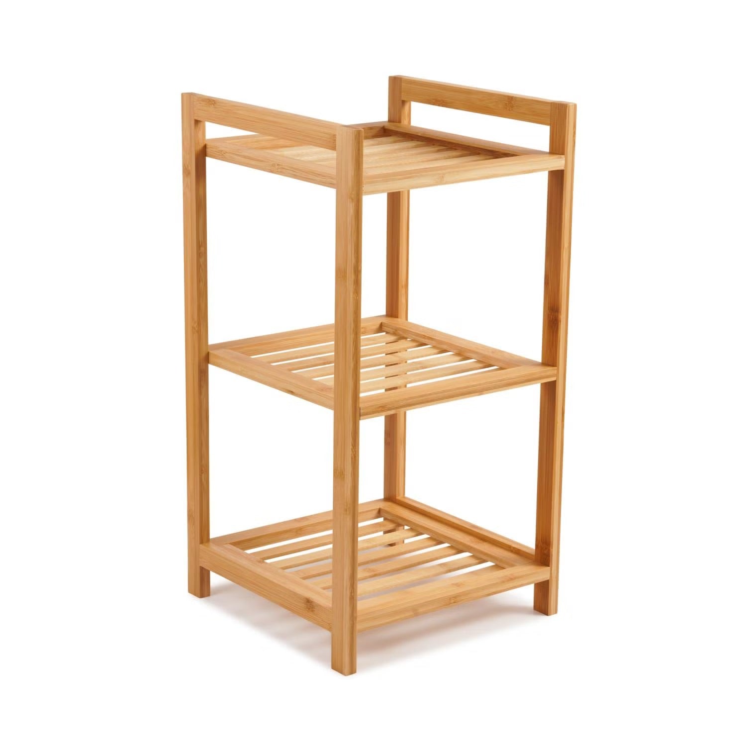 Dreistufiges Bambus Badregal, 30x30x57cm, Natürliche Optik