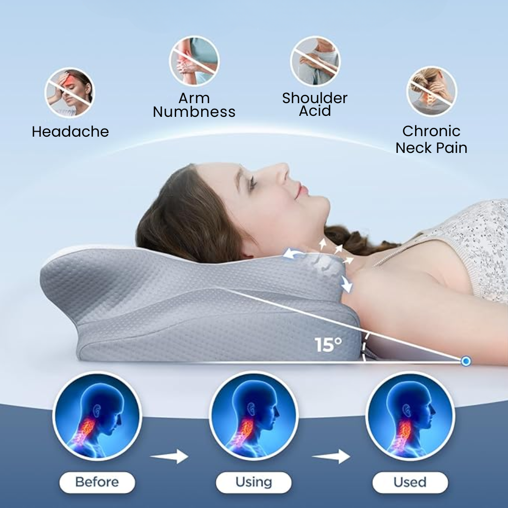 Ergonomisches Schlafkissen | Optimale Unterstützung für Nacken und Kopf | Weiß