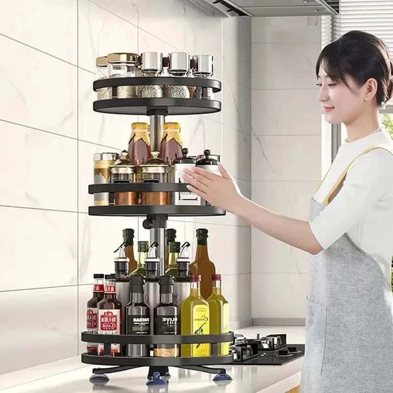 Rotating Kitchen Shelf Organizer for Spices – FlexiStore